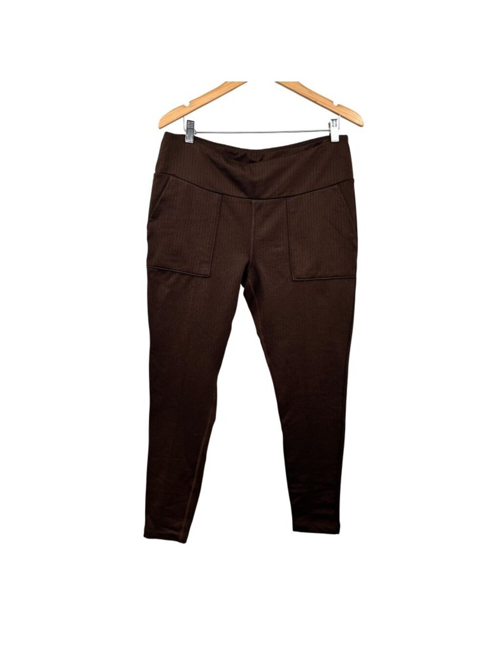 Mondetta Womens Dress Leggings Brown Herringbone Size XL Pockets